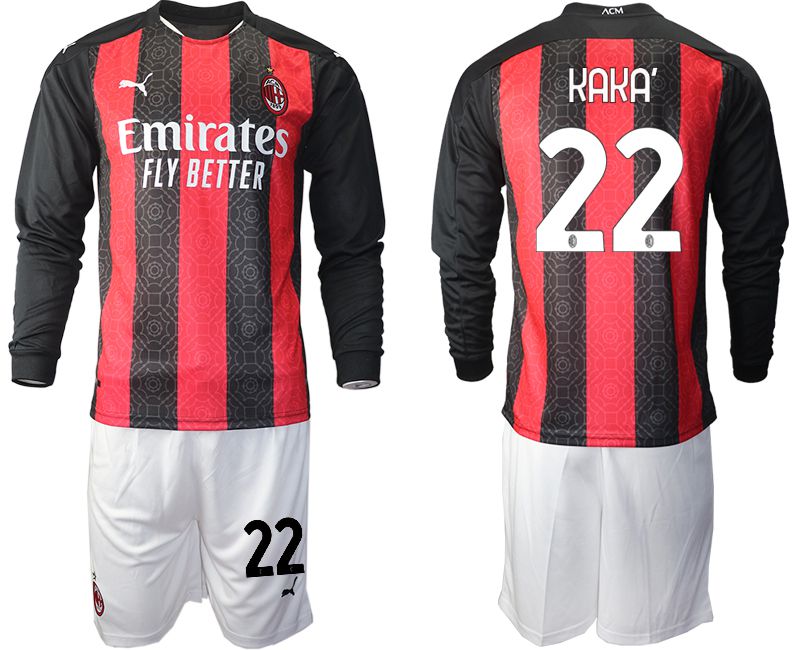 Men 2020-2021 club AC milan home long sleeve #22 red Soccer Jerseys